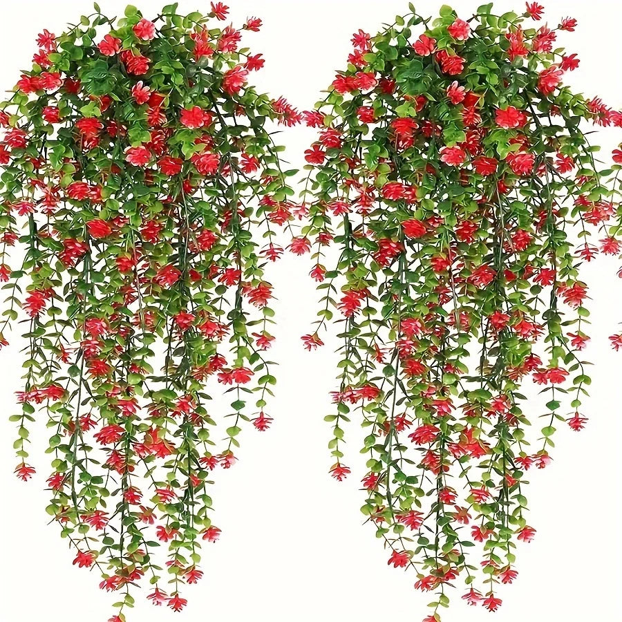 3pcs Artificial Hanging Plants UV Resistant Faux Eucalyptus Vine