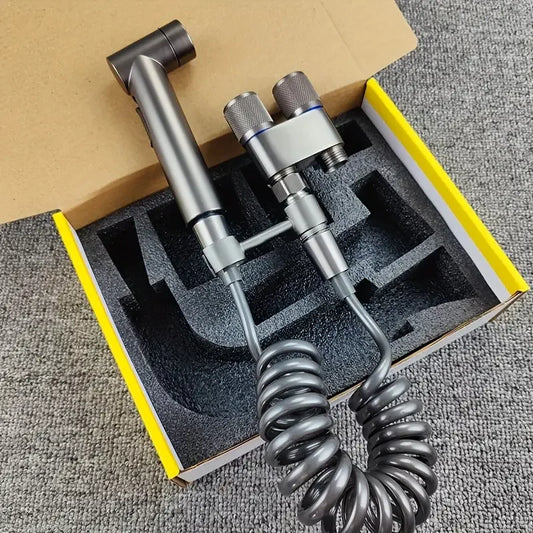 Stainless Steel Triangle Valve 1 Inlet 2 Outlets & Spray Gun Plumbing Shut-Off Valve Peaceful Pleasures Health and Wellness Gray Suit