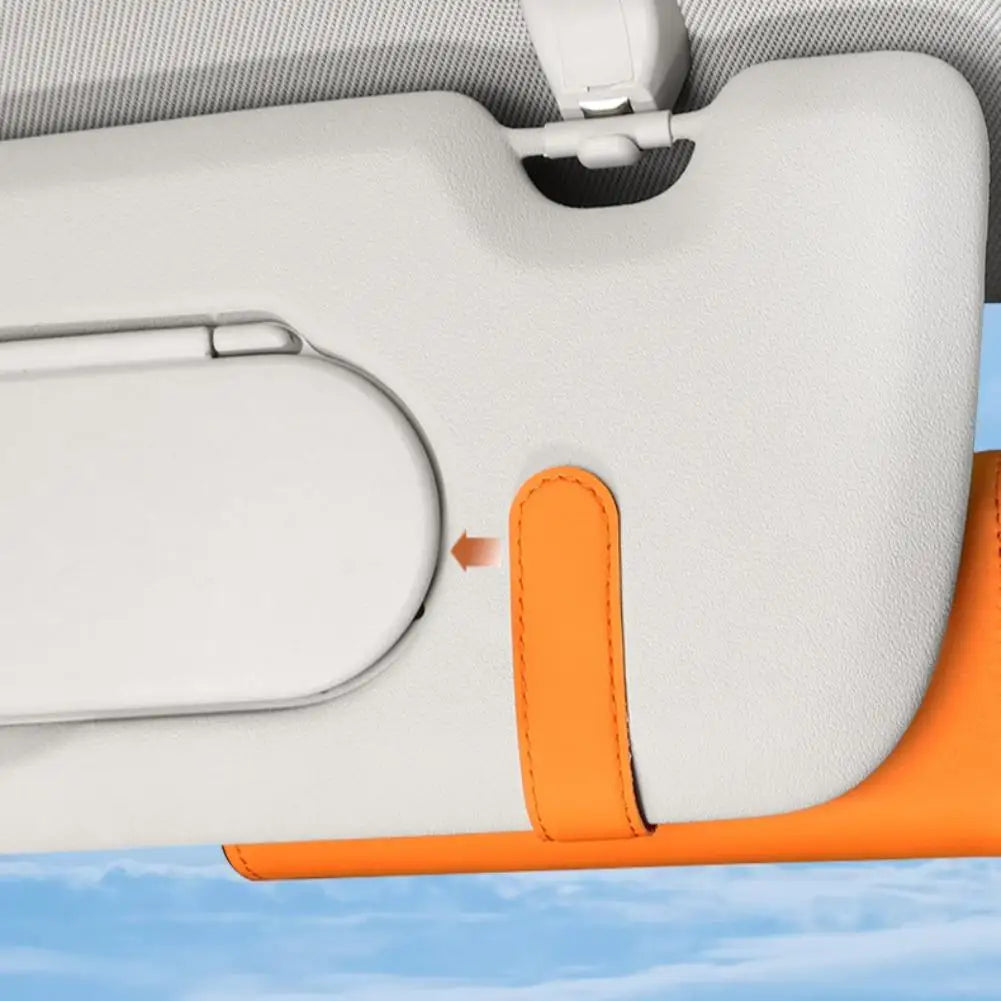 Leather Car Glasses Storage Box Sun Visor Eyeglasses Holder Clip On Auto Visor Glasses Organizer Sun Visor Eyeglasses Storage Peaceful Pleasures Health and Wellness