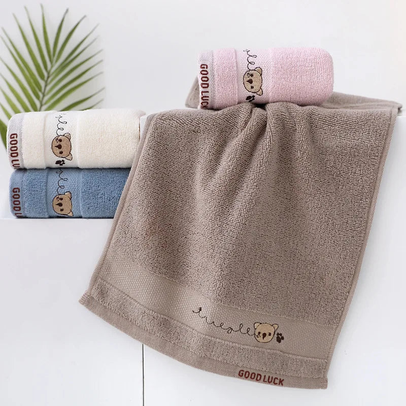 Baby Cotton Bath Towel – Soft Cartoon Bear Washcloth for Newborns