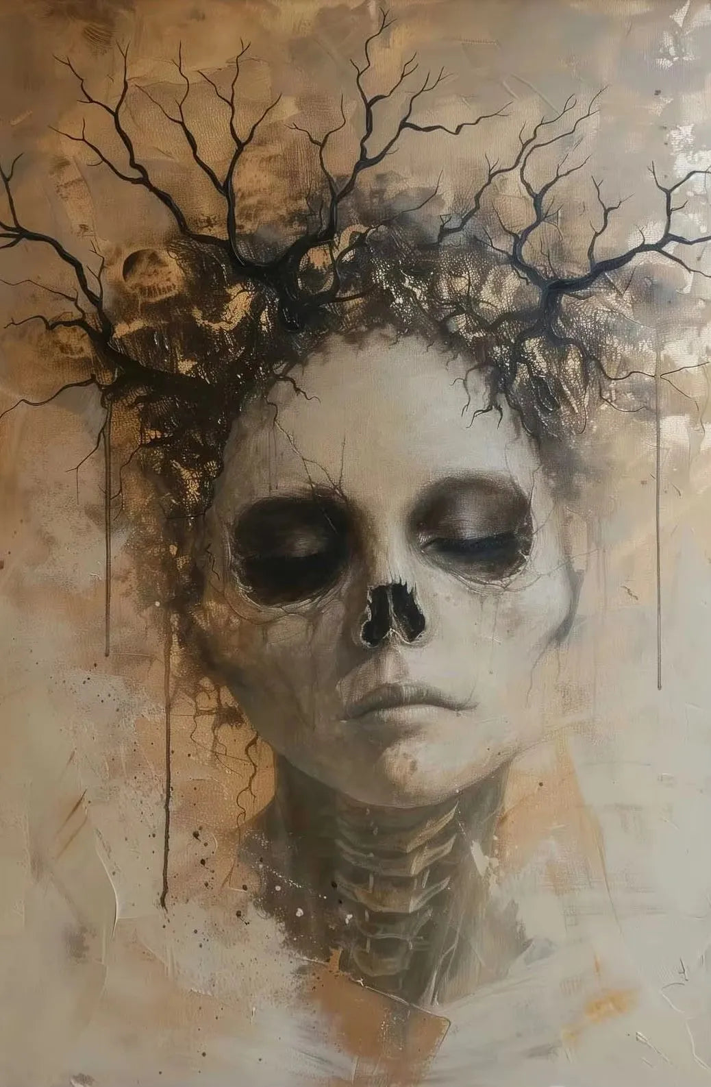 Horror Skeleton Gothic Canvas Poster | Halloween Fantasy Wall Art Gothic Canvas Poster Peaceful Pleasures Health and Wellness ZLH5344 100x150cm No Frame