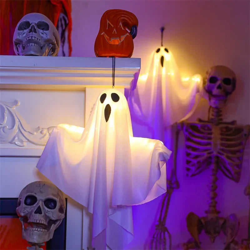 Halloween Decoration LED Hanging Light Emitting White Ghost DIY Styling Light Horror Indoor Party Decoration Atmosphere Light Peaceful Pleasures Health and Wellness