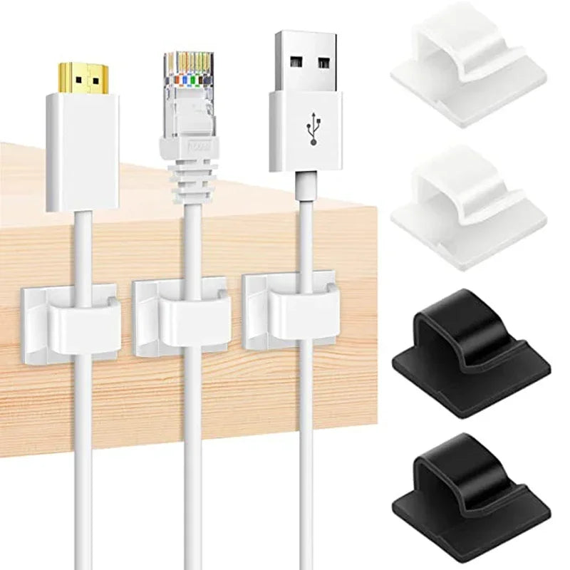 Self-Adhesive Cable Organizer Clips | Wire Management 1/10/30pk Cable Management Clips Peaceful Pleasures Health and Wellness