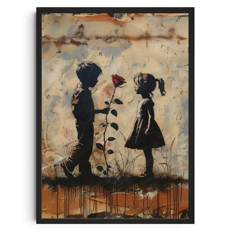 Graffiti Banksy Art Poster Banksy Image Series Printed Canvas Art Mural Used for Home Wall and Living Room Decoration, Framel Peaceful Pleasures Health and Wellness DD021-10 20x30cm