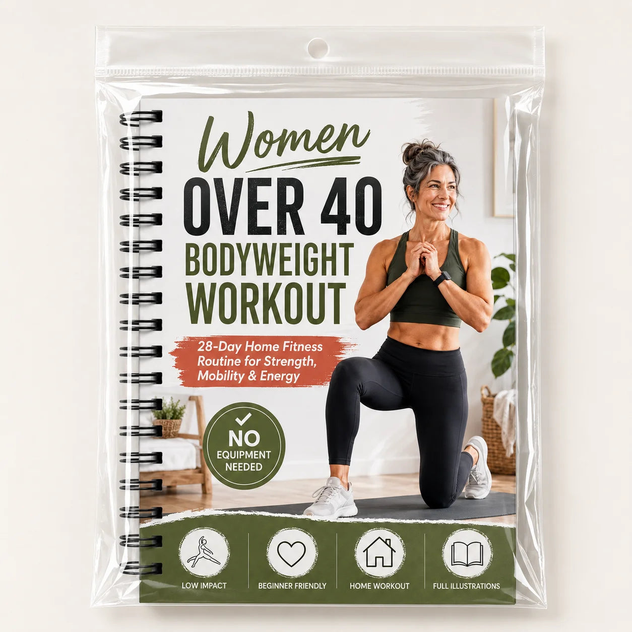 A5 Spiral Fitness Guide Women Over 40 Years Old 28 Day Home