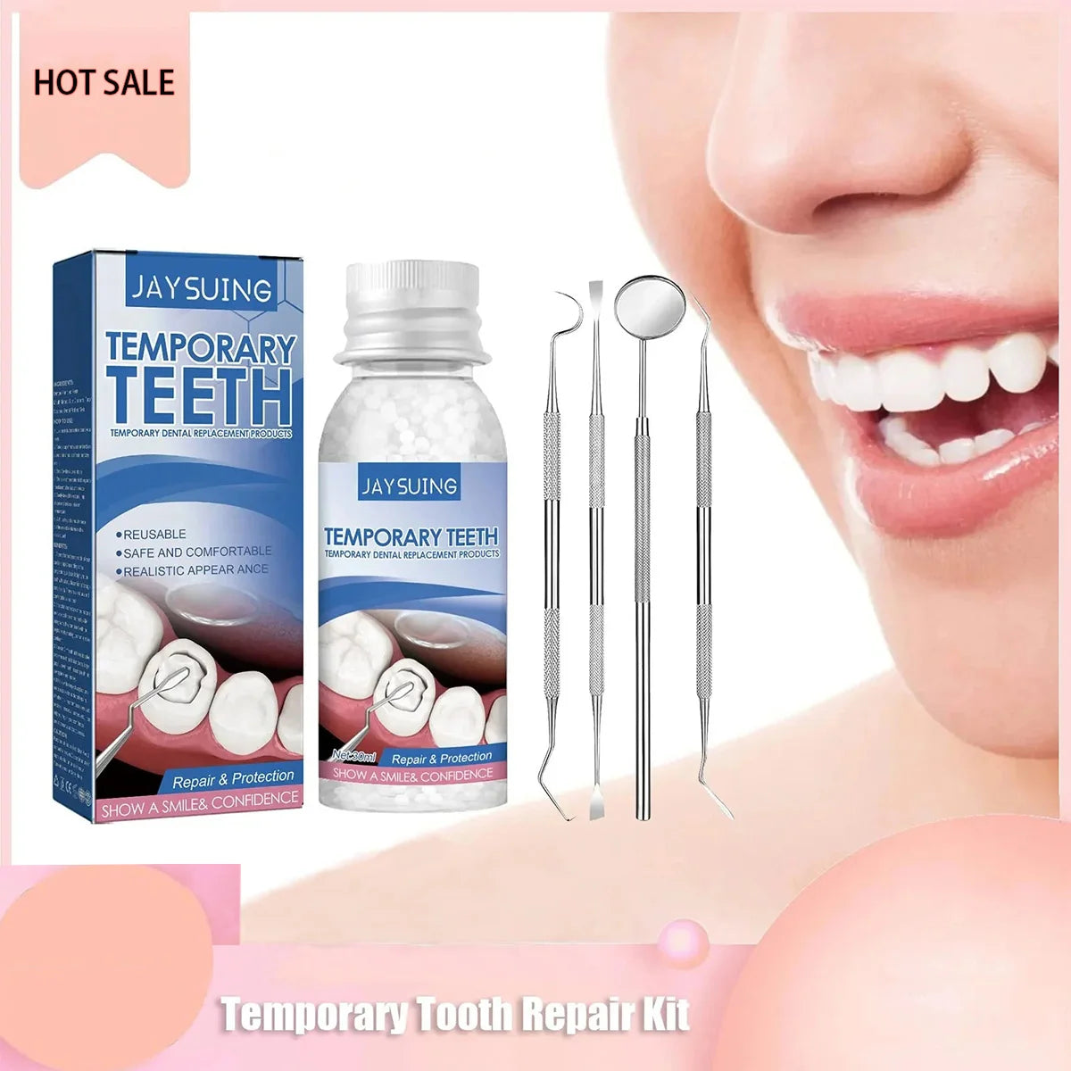 Temporary Resin Tooth Repair Kit Shapeable Solid Glue Denture Adhesive Teeth Whitening Gel Fill Resin FalseTeeth Solid Glue Peaceful Pleasures Health and Wellness