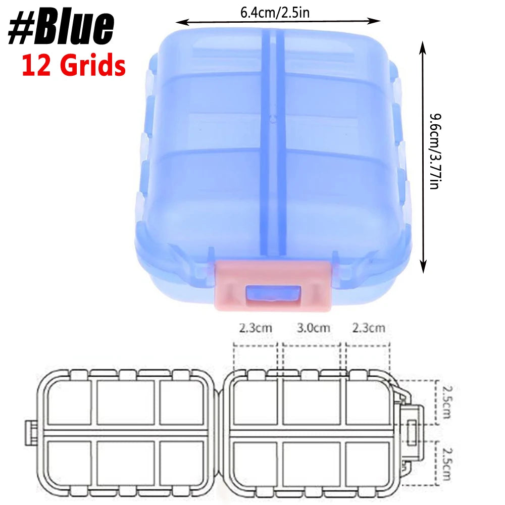 1Pcs Portable Travel Med Wallet for 10/12 Grids, Pocket Pill Box Dispenser Suitable for Storing Fish Oil Vitamin Medication, Etc Peaceful Pleasures Health and Wellness Blue-12 Grids