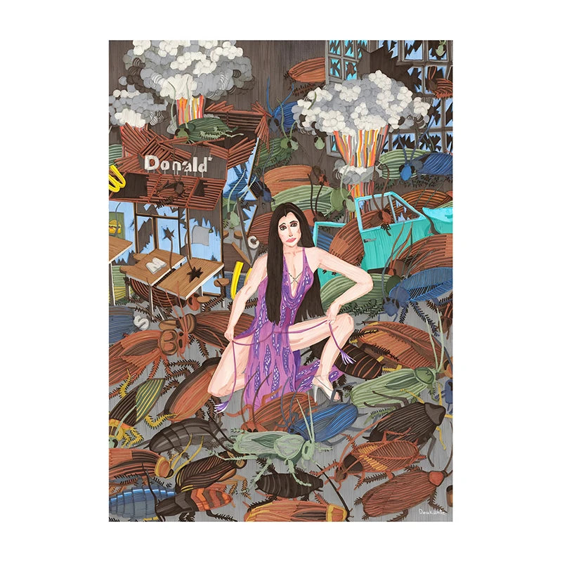 Abstract Rain Mid-Century Canvas Wall Art Print | Unframed