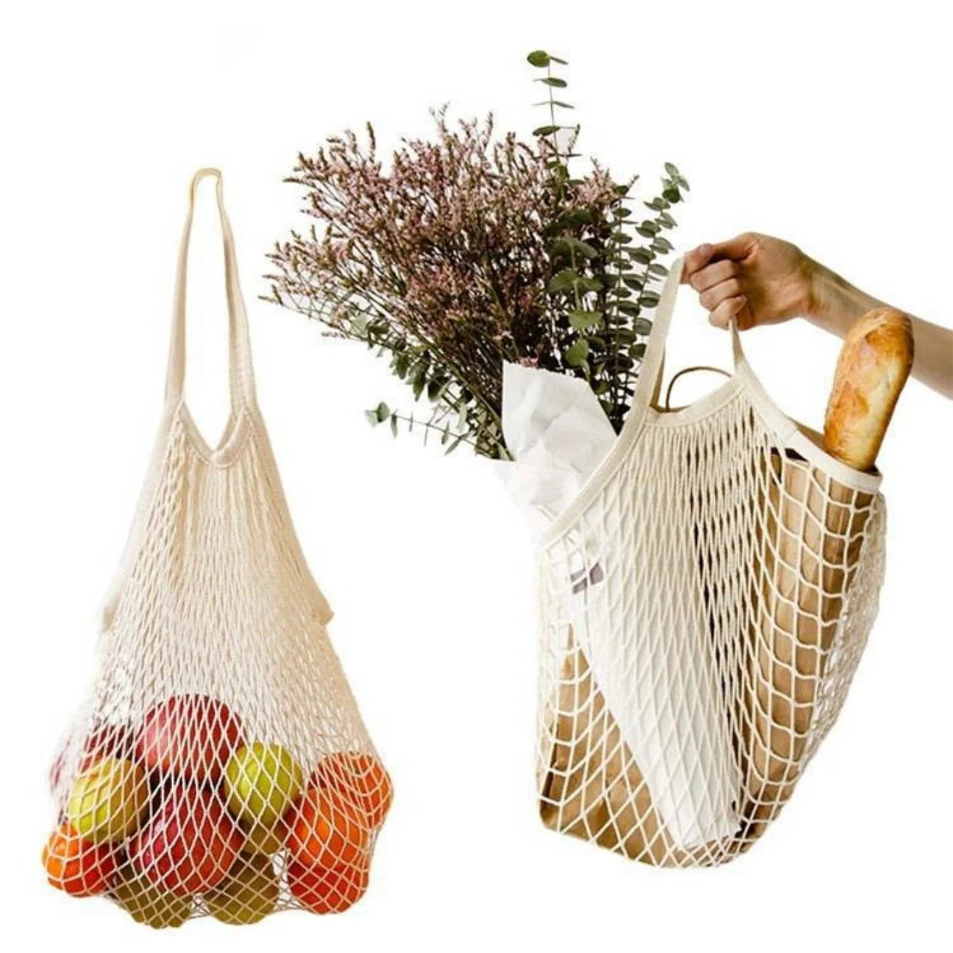 Reusable Cotton Mesh Grocery Bags | Produce & Fruit Storage