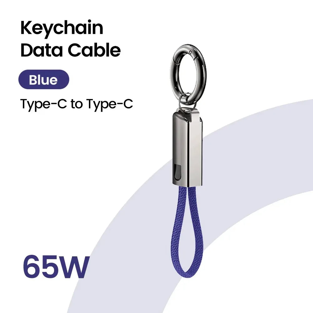 PD 65W USB-C to USB-C Keychain Fast Charging Cable 10cm