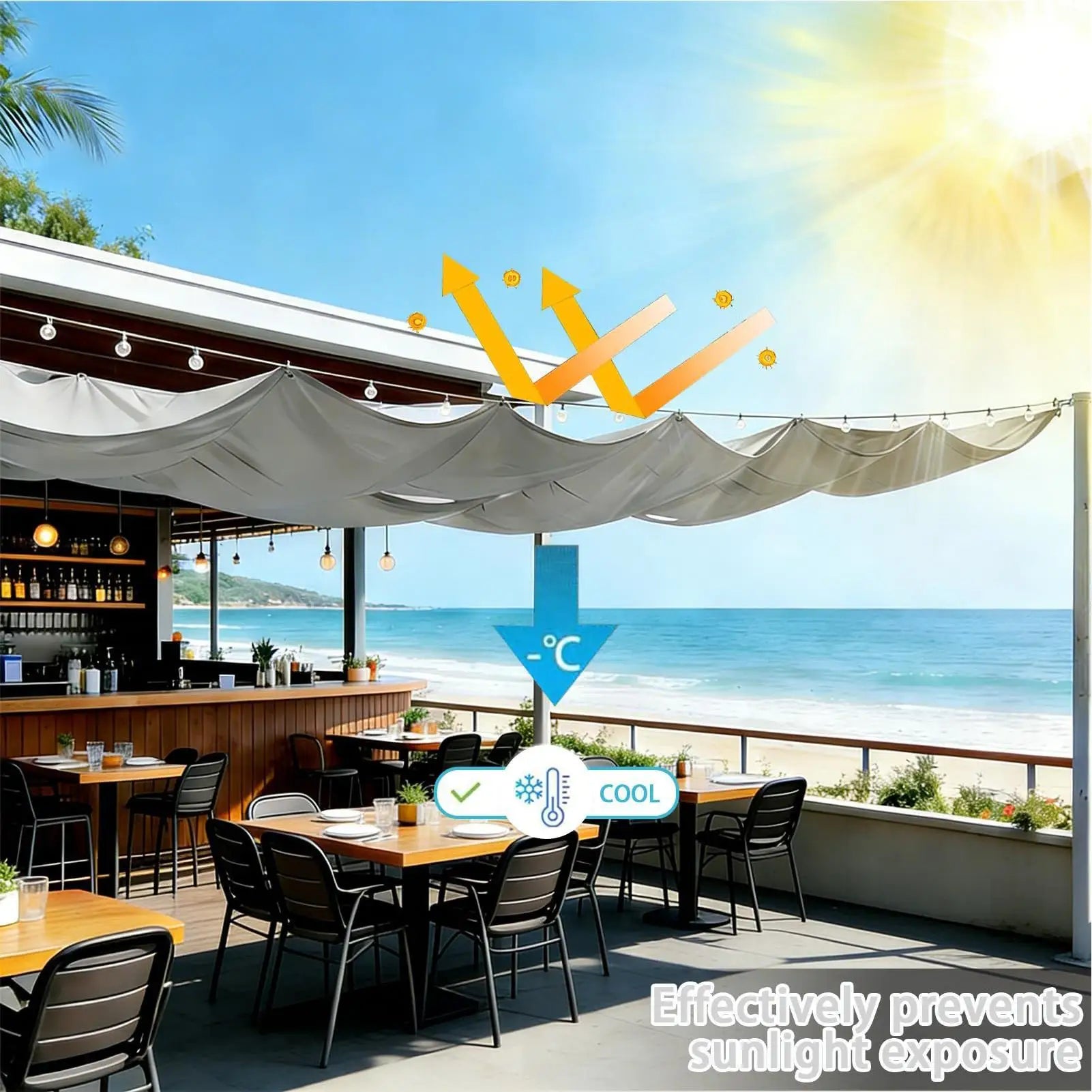Retractable Shade Sail Lawn UV Block Cover Pergola Shade Cover For Gardeners Homeowners Landscapers Renter Pool Side Balcony Peaceful Pleasures Health and Wellness