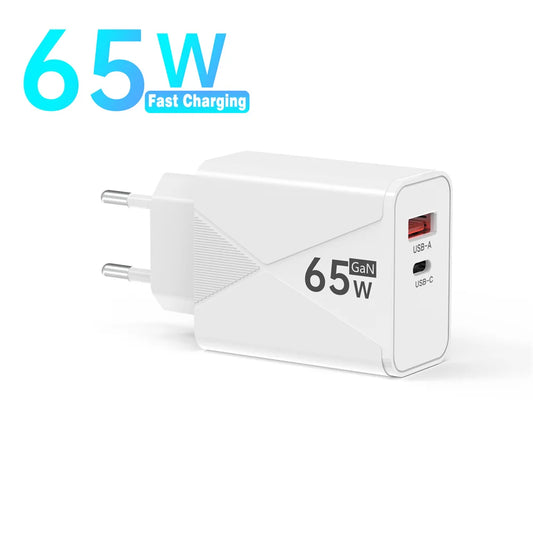 GaN 65W USB-C Fast Charger PD QC 3.0 | iPhone & Samsung USB-C Wall Charger Peaceful Pleasures Health and Wellness