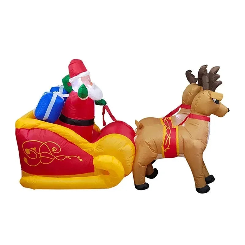 Christmas Inflatable Santa Sleigh with Reindeer & LED Lights