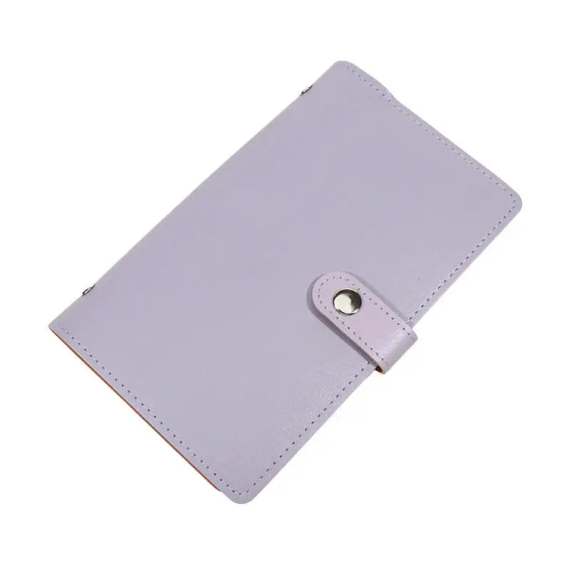 Large Capacity Cash Saving Organizer Book with Double Sided Pockets PU Leather Bill Storage Album for Budgeting Peaceful Pleasures Health and Wellness Purple