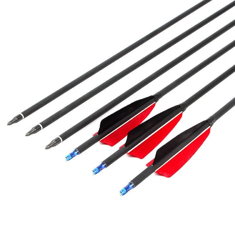 6 12 Archery Hunting Mixed Carbon Arrows Sp500 Replaceable Arrowhead