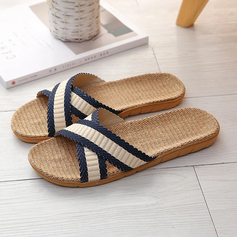Men's Striped Slip-On Slides | Indoor, Beach & Shower Slippers
