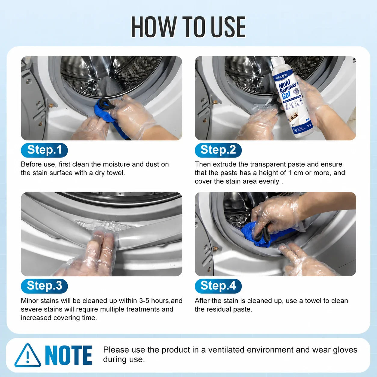 Mold Remover Gel Kit with Brush & Gloves | Grout & Tile Cleaner
