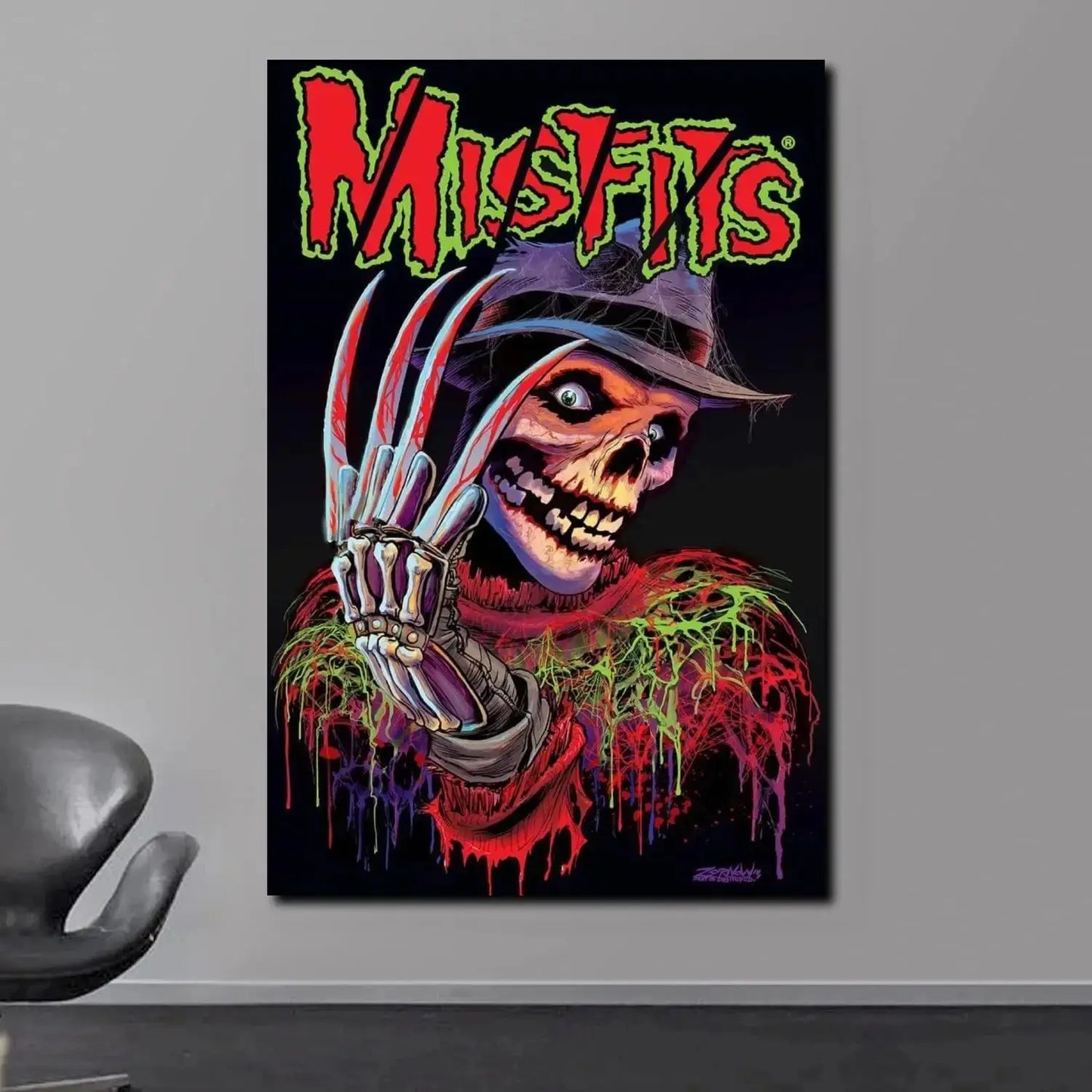 Misfits Hot Poster Horror Punk Rock Music Canvas Painting Wall Art Picture Retro Posters Prints for Bedroom Bar Club Home Decor Peaceful Pleasures Health and Wellness