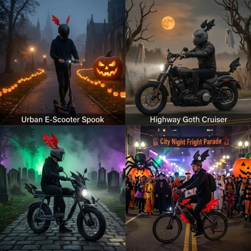 Devil Horn Wing Helmet Decor – Halloween Motorcycle Accessory