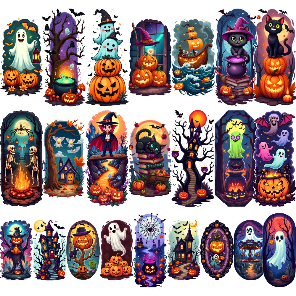 12-Pack Halloween Temporary Tattoos – Ghost, Moon & Pumpkin