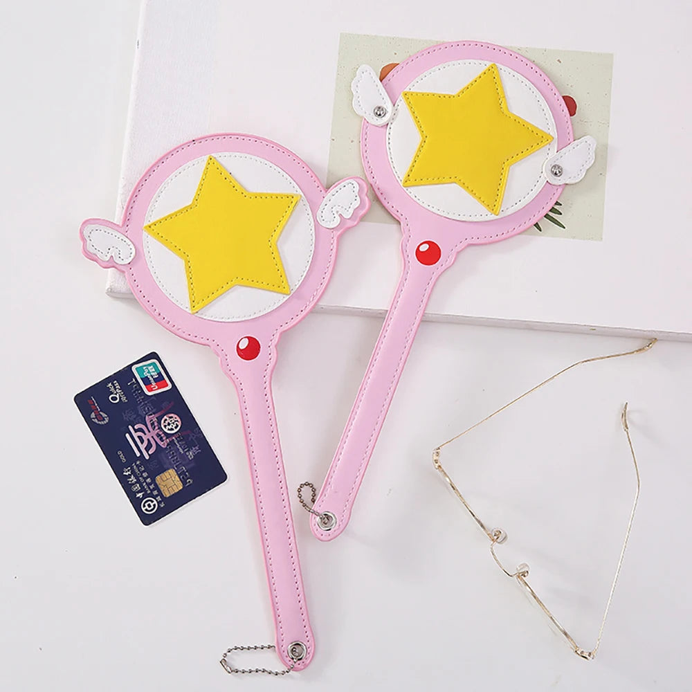 Pink Magic Wand Prop Card Holder Cute Girl Wing Bus Subway Long