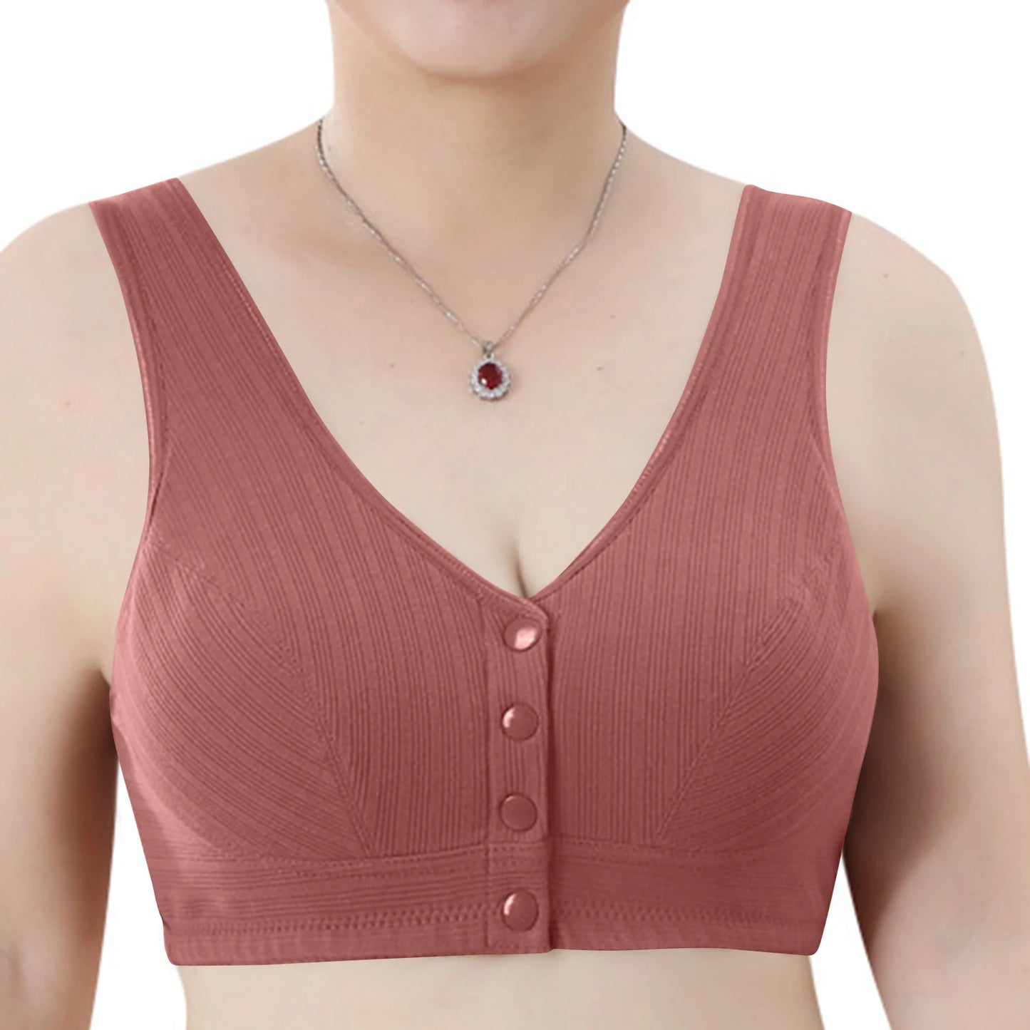 New Large Size Vest Style Bra for Middle-Aged And Elderly Women with Wide Strap Comfortable Cotton Underwear Fixed Cup Peaceful Pleasures Health and Wellness Camel 46