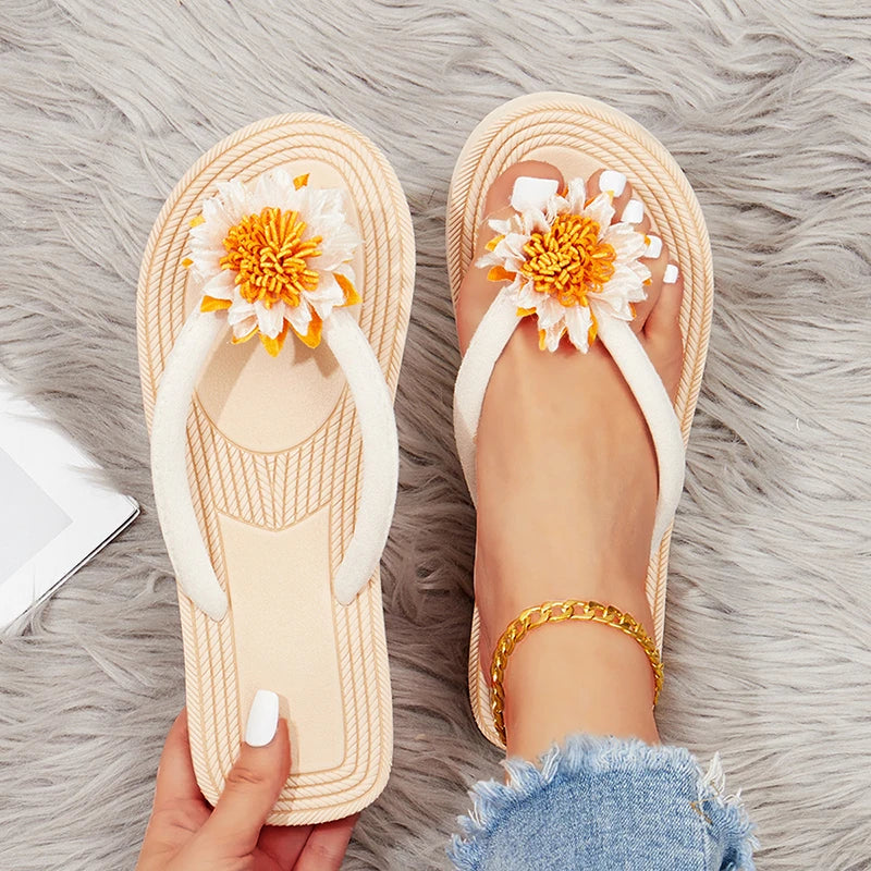 Women's Floral Flip Flops | Thick Sole Beach Sandals – JPNTKY