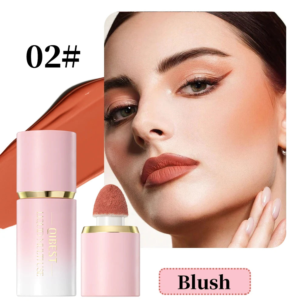 QIBEST Liquid Blush Natural Cream Cheek Eye Tint Blush Multi-use Makeup Stick Liquid Contouring Highlighter Brighten Cosmetics Peaceful Pleasures Health and Wellness 02