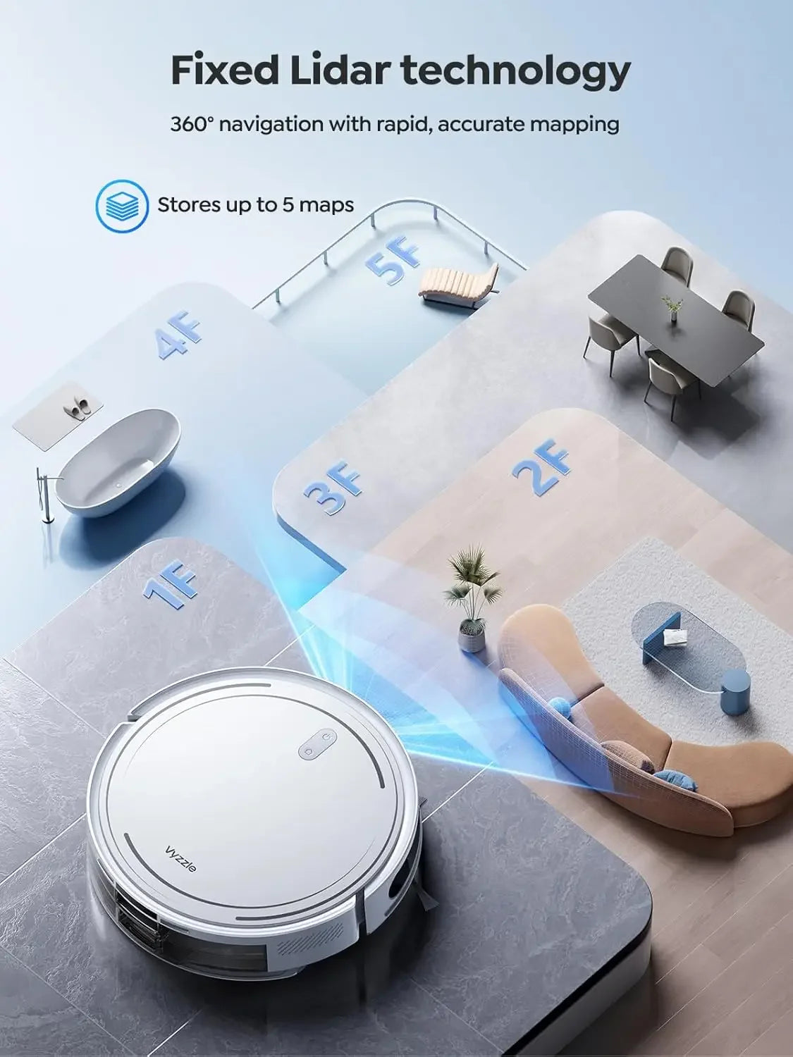 Smart Robot Vacuum & Mop – 5000Pa, LiDAR, 150-Min, Alexa & App Peaceful Pleasures Health and Wellness