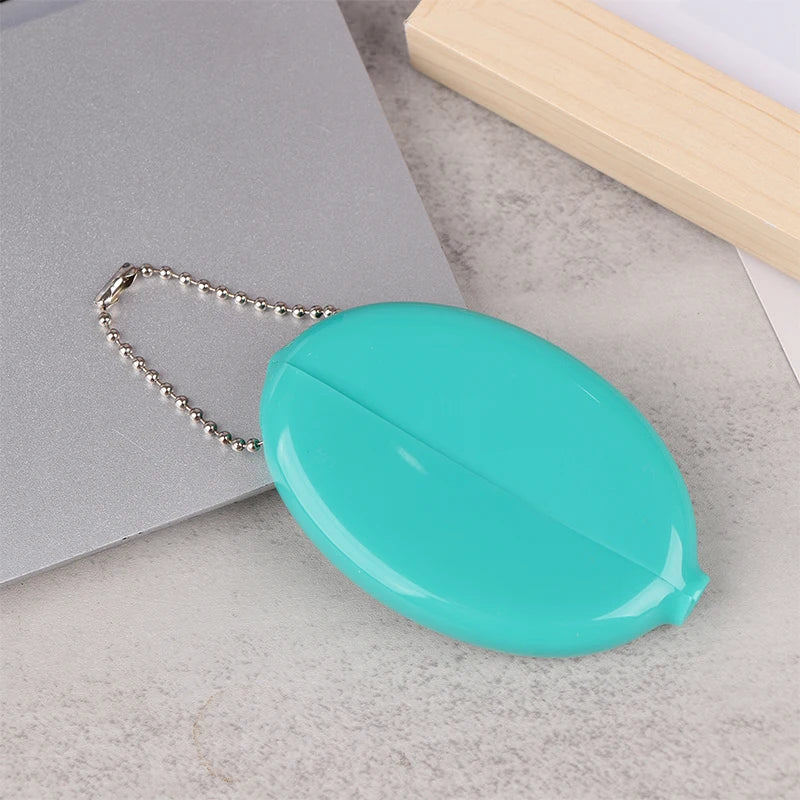 Oval PVC Coin Purse with Chain – Mini Jewelry & Coins Bag