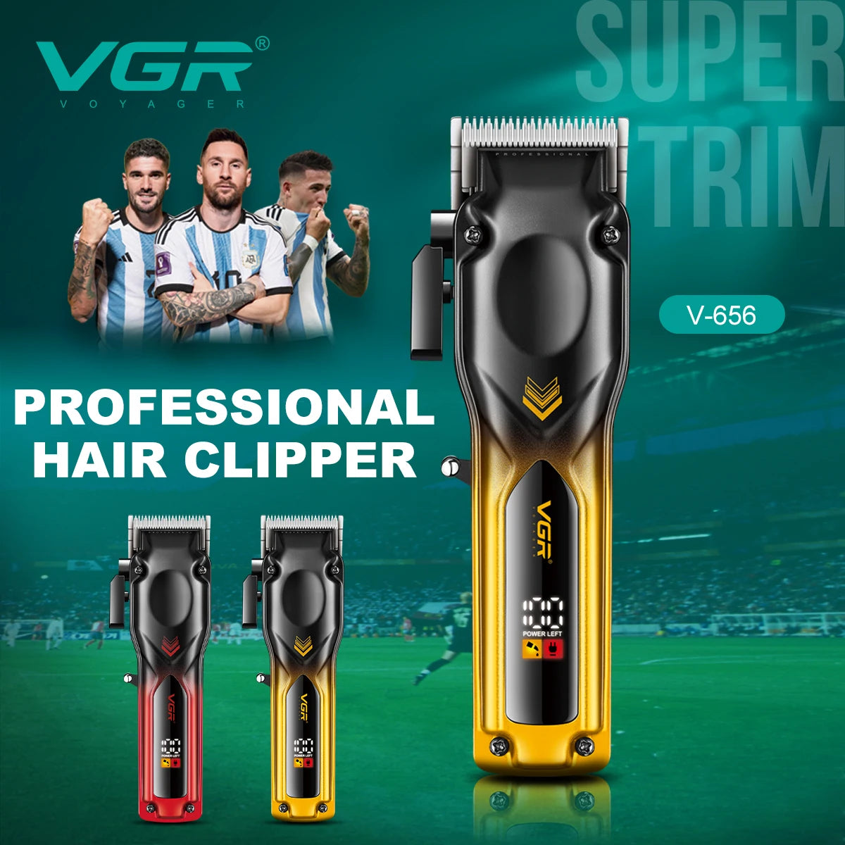 VGR V-656 Electric Hair Clipper Set | LCD Display & 6 Combs