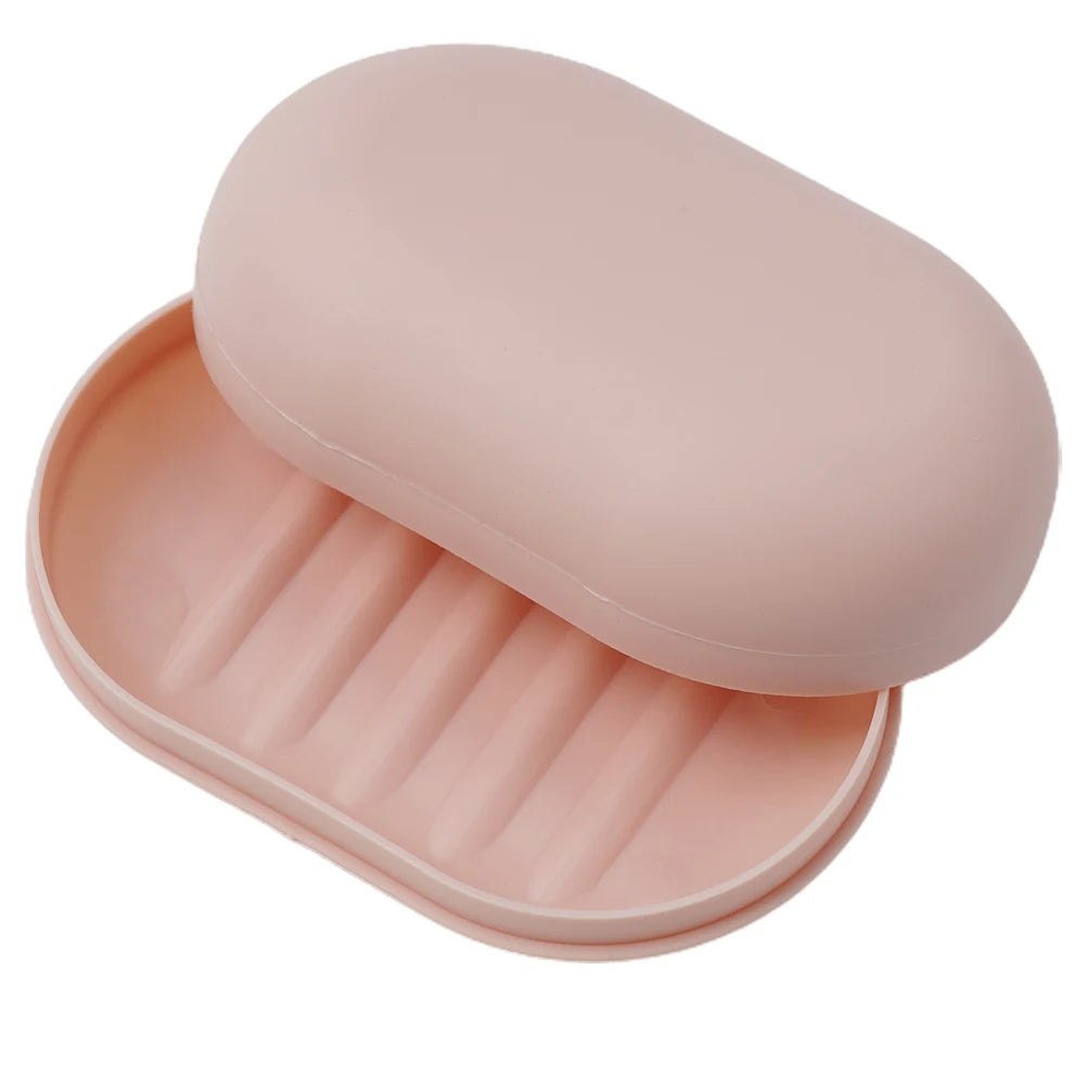 Soap Dish Lid Storage Box Portable Waterproof Travel Home Bathroom