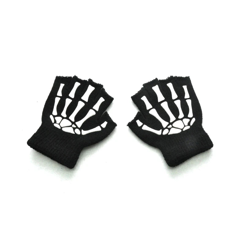 Kids Halloween Luminous Skull Winter Gloves | Ages 5–11