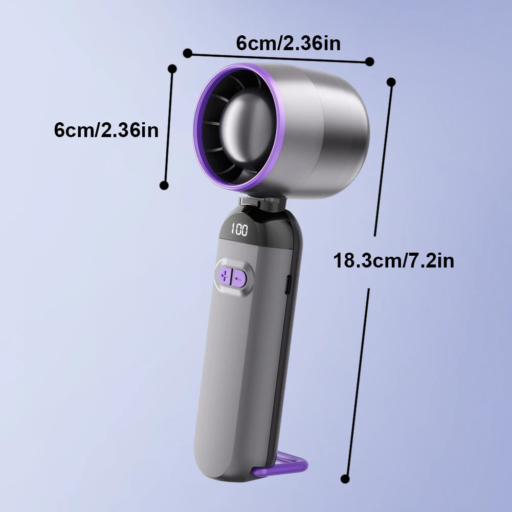 Portable High Speed Cooling Handheld Fan 3000mAh Rechargeable 100 Wind Speeds Adjustable Mini Foldable Air Cooling Turbo Fan ﻿ Peaceful Pleasures Health and Wellness