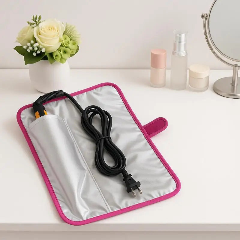Portable Anti-Heat Mats Heat Resistant Mat Pouch For Hair Straightener Flat Iron Curling Iron Prevent Burns Styling Organizer Peaceful Pleasures Health and Wellness
