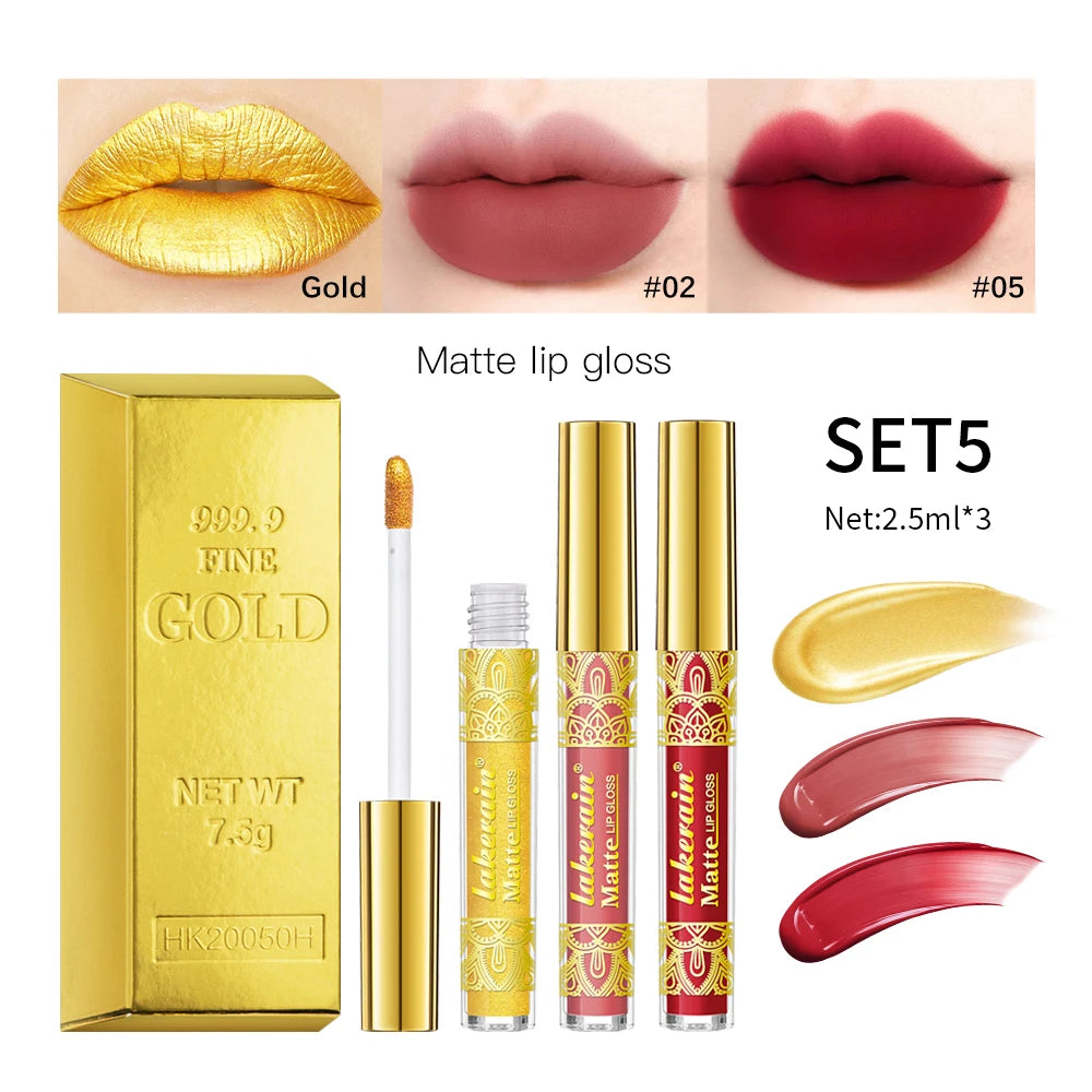 Golden Bar Luxury Lipstick Timeless Velvety Smooth Finish Intense Color Stay Smudge-Proof & Waterproof Valentines Day Gift for H Peaceful Pleasures Health and Wellness set 5