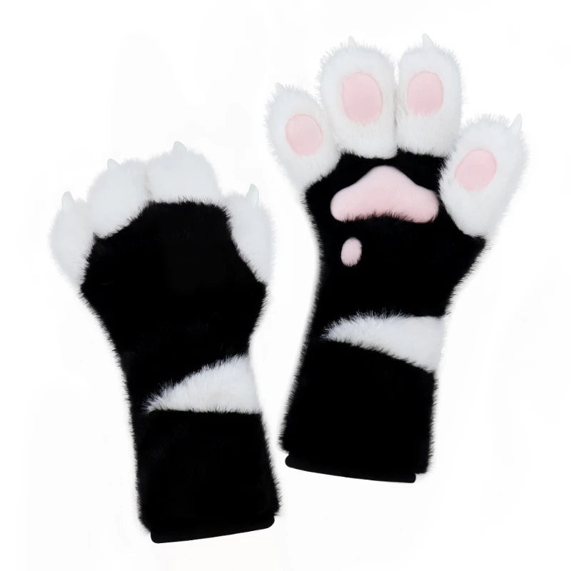 Furry Animal Claw Gloves | Plush Halloween Costume Paw Props