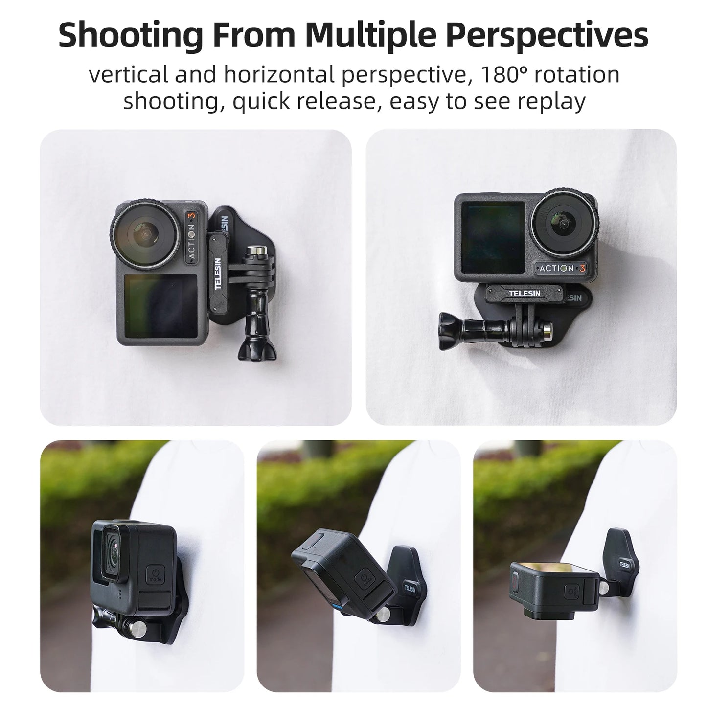 TELESIN Magnetic Action Camera Quick Release Bracket Gopro Accessories Release Bracket for GoPro Hero Insta 360 DJI Mobile Phone Peaceful Pleasures Health and Wellness