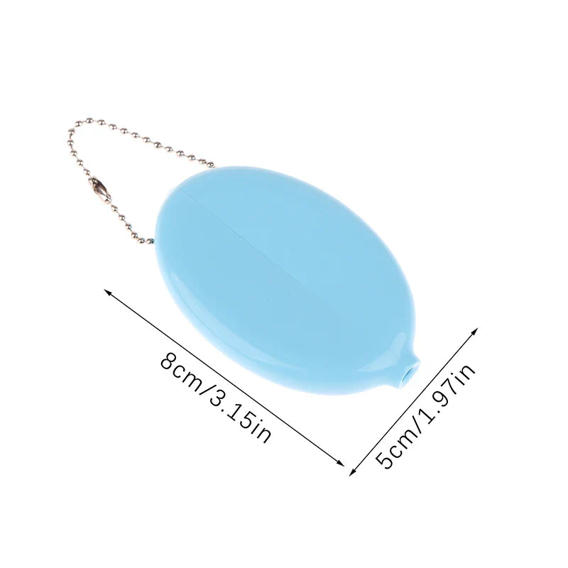 Oval PVC Coin Purse with Chain – Mini Jewelry & Coins Bag