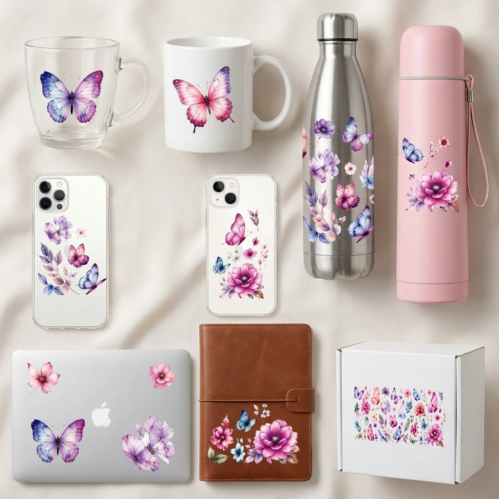 Watercolor Butterfly UV DTF Transfer Sticker | 16oz Cup Wrap Decal
