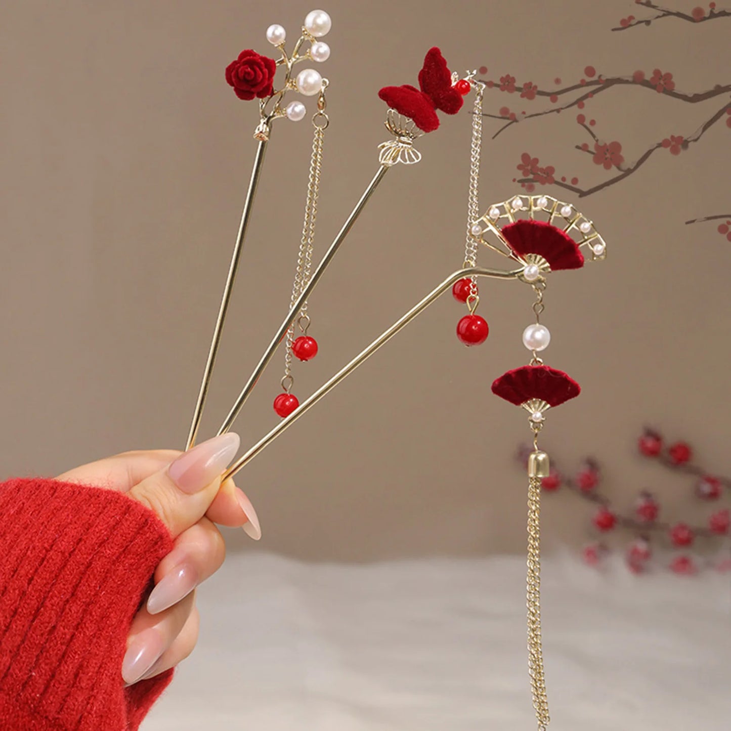Chinese Court Style Alloy Hair Pins Durable Headdress with Elegant Tassel for Women Wedding Hanfu Cheongsam Peaceful Pleasures Health and Wellness 7