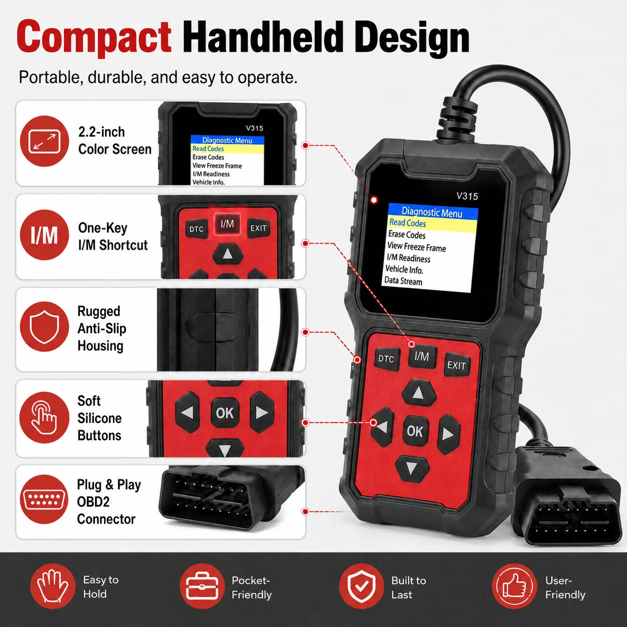V315 Professional Obd2 Car Scanner, Advanced Engine Diagnostic Code Reader, Live Data Stream, I/M Readiness Test, Fault Code Era Peaceful Pleasures Health and Wellness