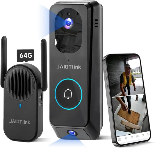 2K Dual Lens Wireless Doorbell Camera with Chime, 64GB SD Card, Voice Changer, WiFi, Package Protection Peaceful Pleasures Health and Wellness United States