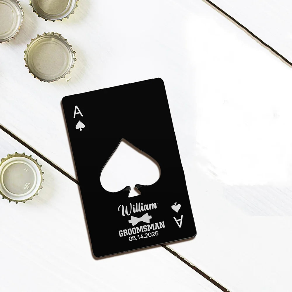 Custom Ace of Spades Metal Bottle Opener – Wedding Party Favor Custom Bottle Opener Peaceful Pleasures Health and Wellness