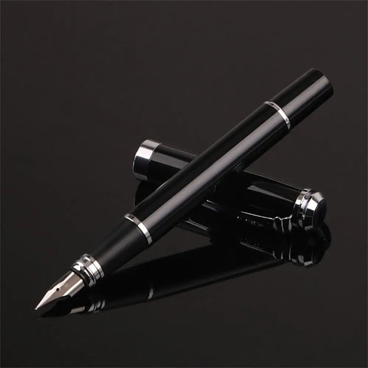 School Supplies Calligraphy Fountain Pen Golden Trim Drawing Business Fountain Pen Black 0.38mm Writing Ink Pen Gift Pen Peaceful Pleasures Health and Wellness