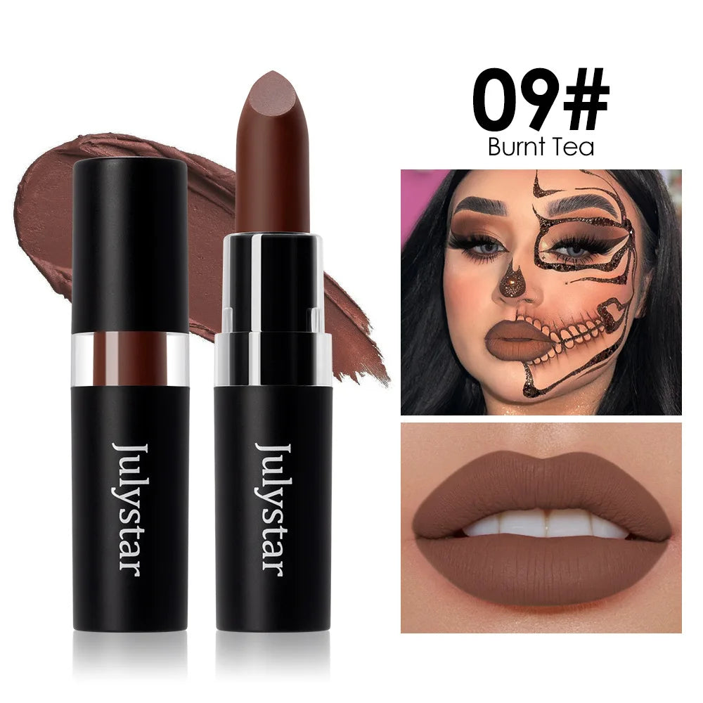 12-Color Waterproof Matte Lipstick – Bold Halloween Lip Color