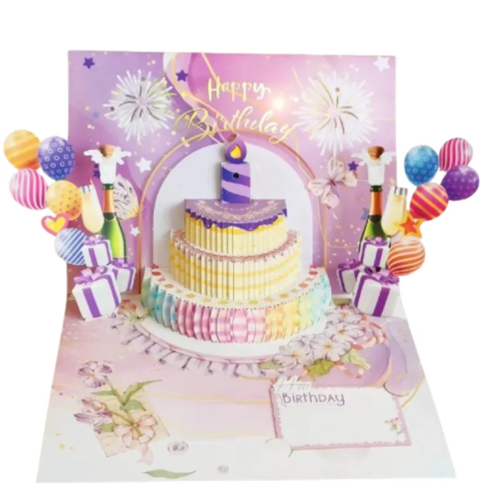 3D Pop-Up Musical Birthday Card with LED Blowable Candle