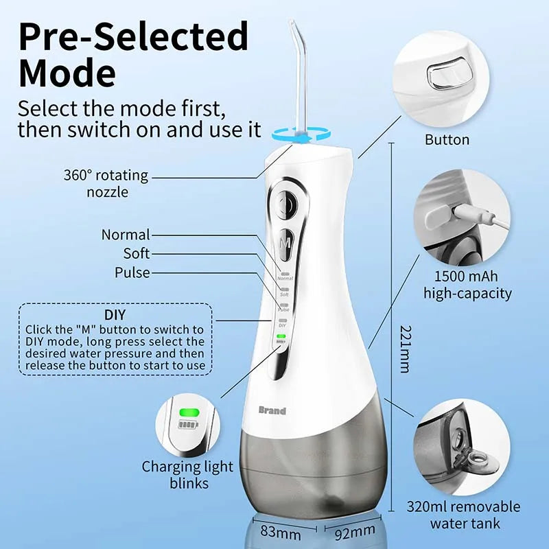 Portable Usb Charger Oral Irrigator Warm Combo Jet 300Ml Mini Rechargeable Portable Tooth Water Flosser for Home and Travel Peaceful Pleasures Health and Wellness