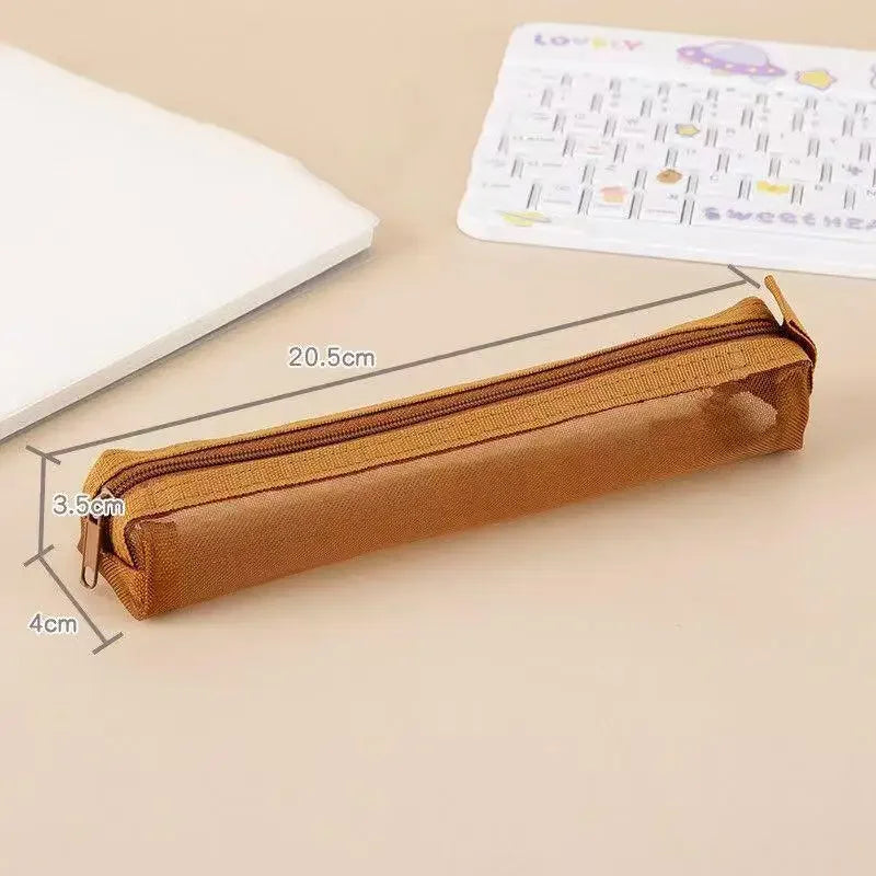 Mesh Pencil Case Zipper Pouch | Portable Stationery Organizer