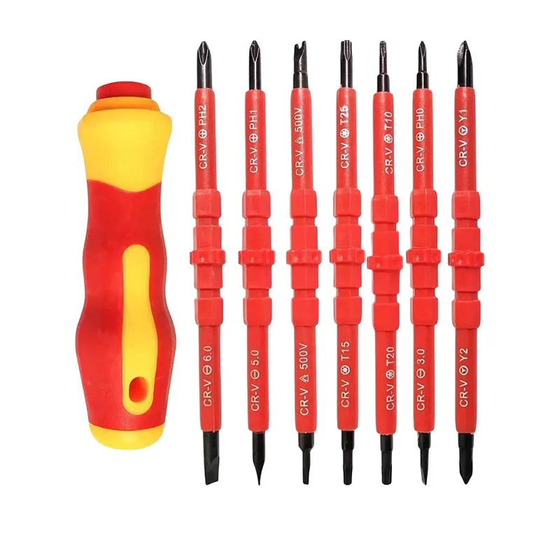 Electrician Repair Tools Kit 15pcs 1000V Changeable Insulated Screwdrivers Set with Magnetic Slotted Phillips Pozidriv Torx Bits Peaceful Pleasures Health and Wellness